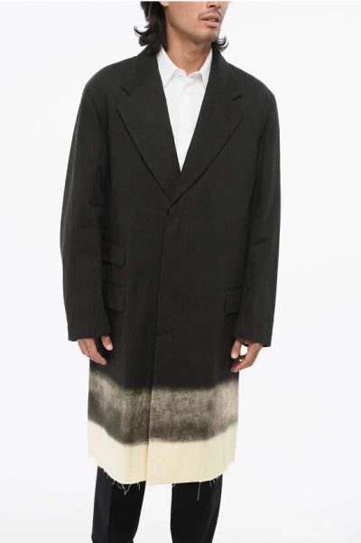 Maison Margiela Mm1 Pinstriped Gradient Effect Coat In Black