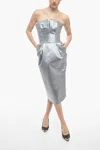 Maison Margiela Mm1 Satin Pencil Dress With Draping In Silver