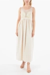 Maison Margiela Mm1 Sleeveless Silk Dress With Chiffon Embroidered Bodice An