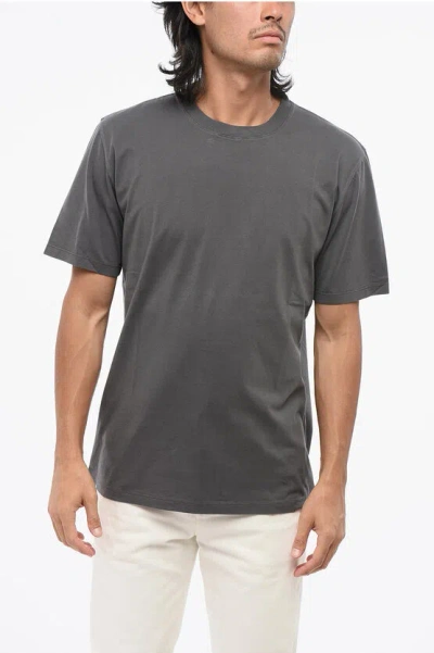 Maison Margiela Mm1 Solid Color Organic Cotton Crew-neck T-shirt In Gray