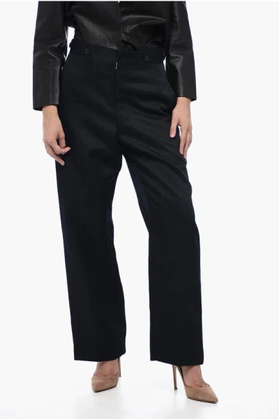 Maison Margiela Mm1 Straight-leg Pants With Half Belt In Blue