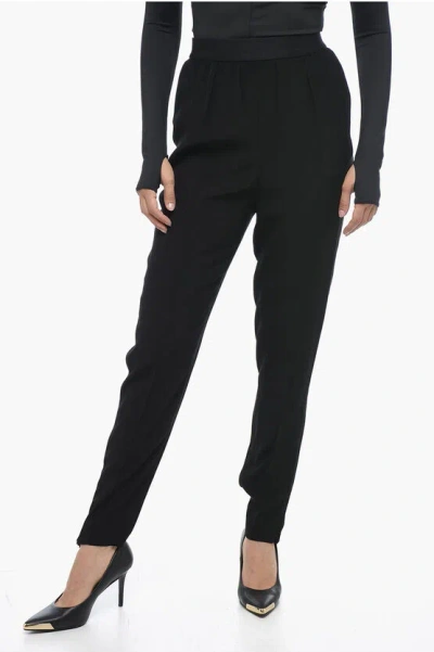 Maison Margiela Elasticated Waistband Tapered Trousers In Black