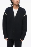Maison Margiela V-neck Cardigan With Long Sleeves And Elbow Patches In Black