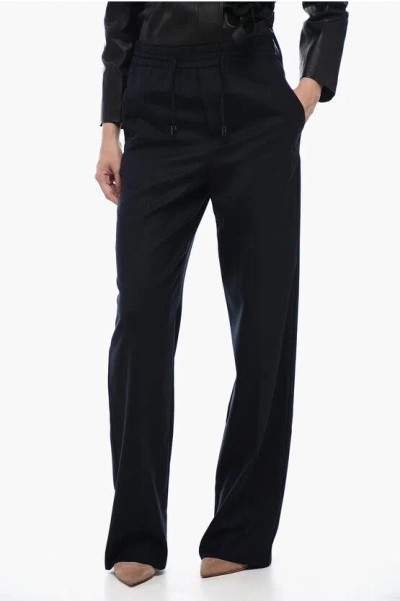 Maison Margiela Mm1 Wide-leg Pants With Front Pleats In Blue