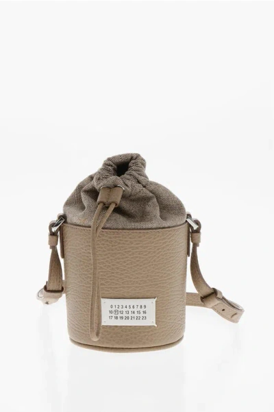 Maison Margiela Mm11 Grained Leather Mini Bucket Bag With Logoed Label