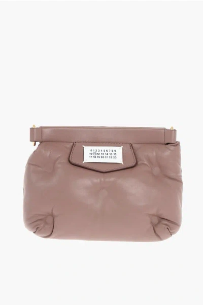 Maison Margiela Mm11 Leather Glam Slam Cluch Bag With Chain Shoulder Removab In Pink