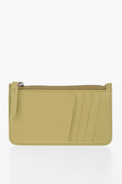 Maison Margiela Mm11 Solid Colour Textured Leather Card Holder In Green