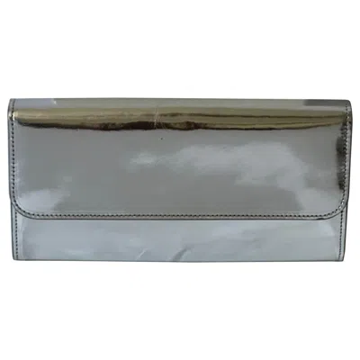 Pre-owned Maison Margiela Mm11 Ss17 Mirror Leather Four-stitch Long Wallet Metallic Silver