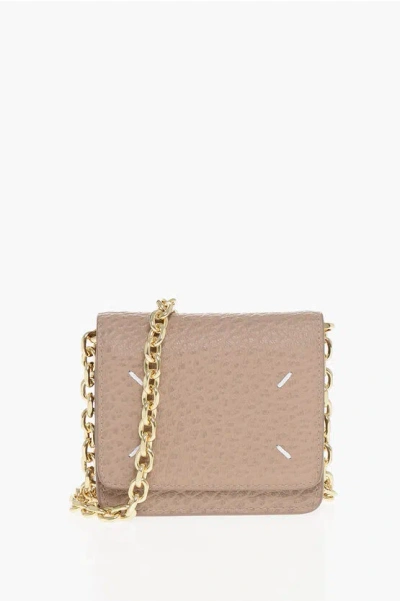Maison Margiela Mm11 Textured Leather Wallet With Chain Shoulder Strap