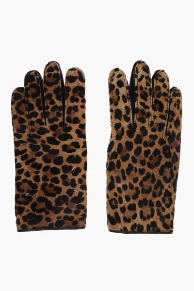 Maison Margiela Mm14 Animal Motif Leather Glovers In Brown