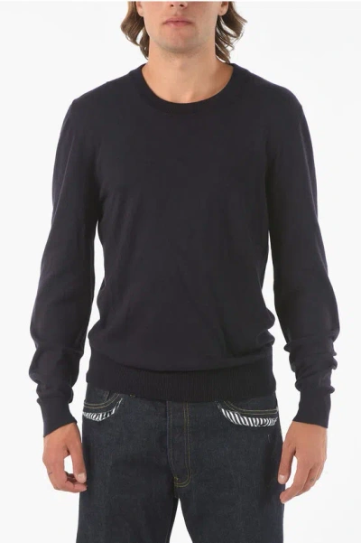 Maison Margiela Mm14 Cotton And Wool Sweater With Suede Detail In Black