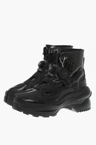 Maison Margiela Mm2 X Reebok Lace-up Unisex Tabi Booties With Inflatable Det In Black