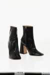 Maison Margiela Mm22 Brushed Leather Ankle Boots With Squared Toe Heel 10.5c In Black
