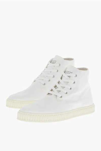 Maison Margiela Mm22 Canvas High-top Trainers With Rubber Sole In White
