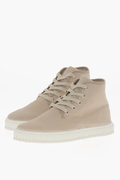 Maison Margiela Mm22 Canvas High-top Sneakers With Rubber Sole In Beige