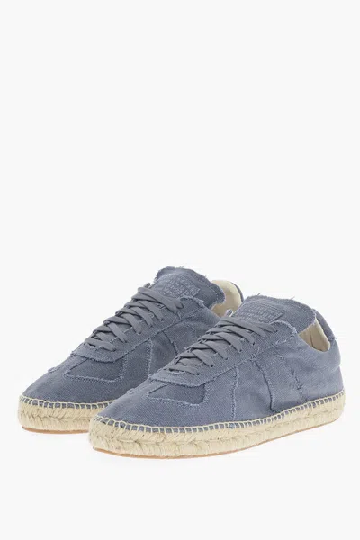 Maison Margiela Mm22 Canvas Low Top Trainers With Juta Detail In Blue