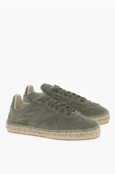 Pre-owned Maison Margiela Mm22 Cotton Low-top Sneakers With Jute Sole In Green