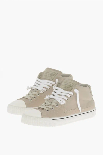 Maison Margiela Mm22 Distressed Effect Leather High-top Sneakers In Gold