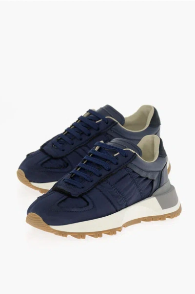 Maison Margiela Mm22 Lace-up Trainers With Fringed Detail In Blue