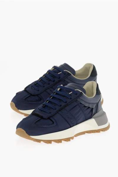 Maison Margiela Mm22 Lace-up Sneakers With Fringed Detail In Blue