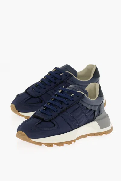 Maison Margiela Mm22 Lace-up Sneakers With Fringed Detail In Blue