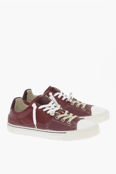 Pre-owned Maison Margiela Mm22 Leather And Fabric New Evolution Low Top Sneakers In Burgundy