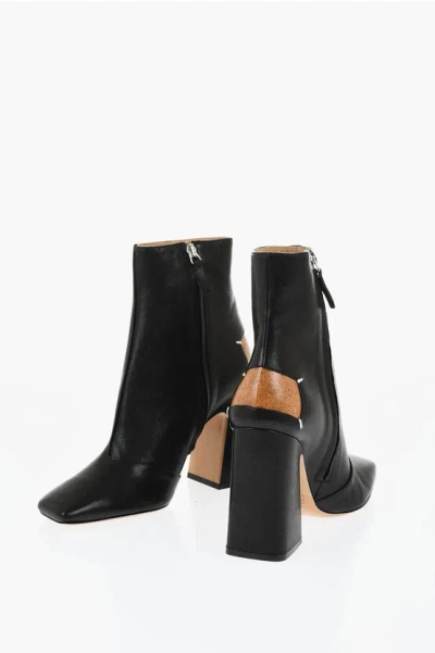 Maison Margiela Mm22 Leather Ankle Boots With Squared Toe Heel 10.5cm In Black
