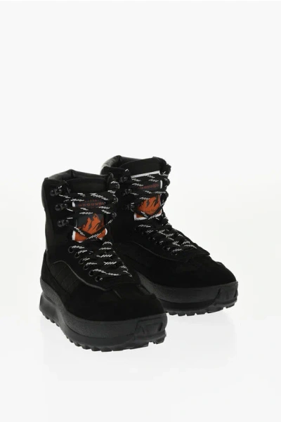 Maison Margiela Mm22 Leather Climber High-top Sneakers With Suede Trims In Black