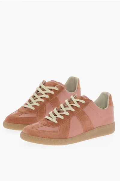 Pre-owned Maison Margiela Mm22 Leather Low Top Sneakers With Suede Details In Pink