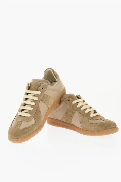 Maison Margiela Mm22 Leather Low Top Sneakers With Suede Trims In Neutral