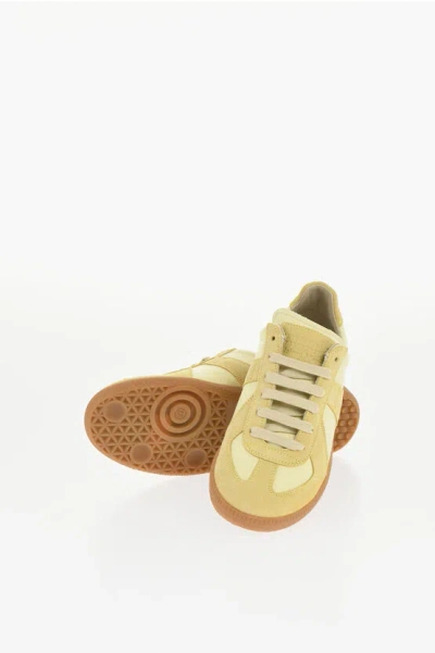 Maison Margiela Mm22 Leather Low Top Sneakers With Suede Trims In Neutral