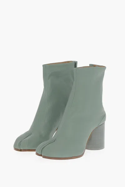 Maison Margiela Tabi Split-toe Leather Ankle Boots In Grey Green