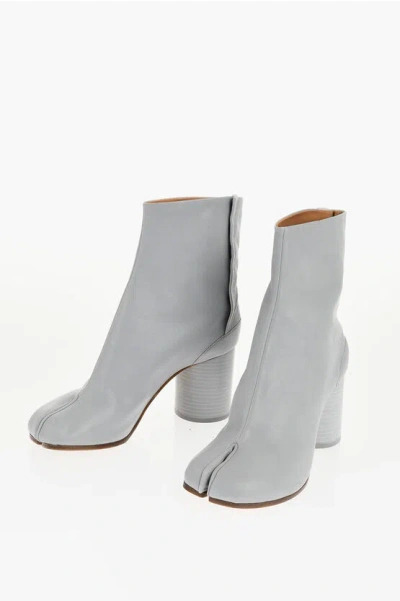 Maison Margiela Mm22 Leather Tabi Ankle Boots Heel 8cm In Gray