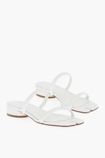 Maison Margiela Mm22 Leather Tabi Sandals Heel 3cm In White