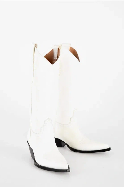 Maison Margiela Mm22 Leather Texano Boots In White