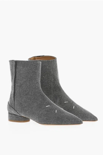 Maison Margiela Mm22 Point Toe Twill Booties In Gray
