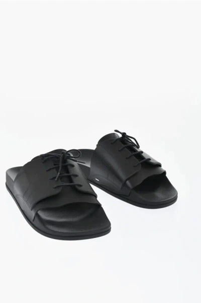 Maison Margiela Mm22 Rubber Slides With Lace-up Design In Black
