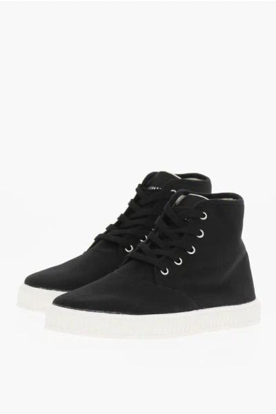 Maison Margiela Mm22 Solid Color Cotton High-top Sneakers In Black