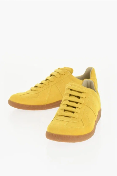 Maison Margiela Mm22 Solid Color Suede Low Top Sneakers In Yellow