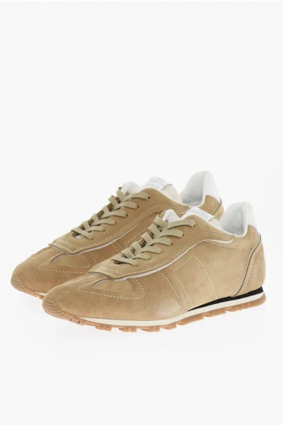 Maison Margiela Mm22 Suede Low-top Sneakers In Gold