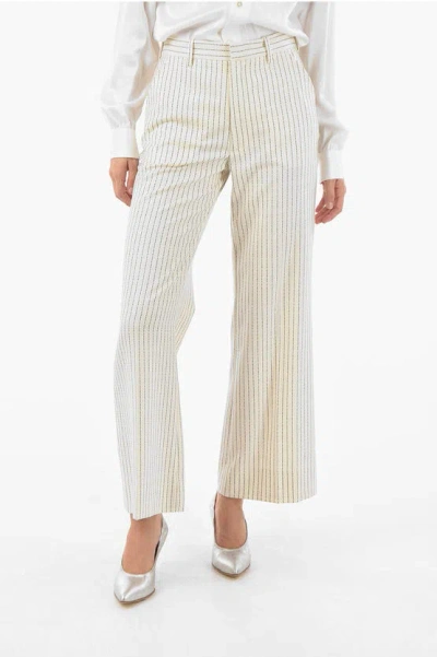 Maison Margiela Mm4 All Over Logo Wool Palazzo Pants In White