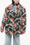 Maison Margiela Mm4 Double-breasted Over Jacket With Floral Motif In Multi