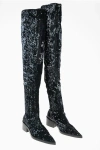 MAISON MARGIELA MM6 5CM SEQUINED POINT TOE OVER-THE-KNEE BOOTS