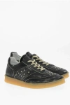 MAISON MARGIELA MM6 ACID WASH EFFECT LEATHER LOW TOP SNEAKERS WITH STUDS