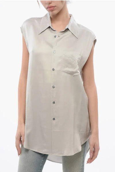 Maison Margiela Mm6 Asymmetric Sleeveless Shirt With Cut Out In Grey
