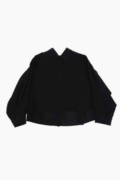 Maison Margiela Mm6 Asymmetrical Shirt With Side Split In Black