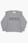 Maison Margiela Mm6 Brushed Cotton Crew-neck Sweatshirt With Cut-out Details