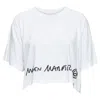 Maison Margiela Mm6 Cotton Blend Logo Cropped Tshirt In White