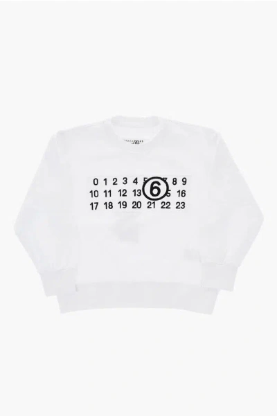 Maison Margiela Mm6 Cotton Crew-neck Sweatshirt With Logo In White