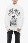 Maison Margiela Mm6 Cotton Knit Printed Hoodie In White